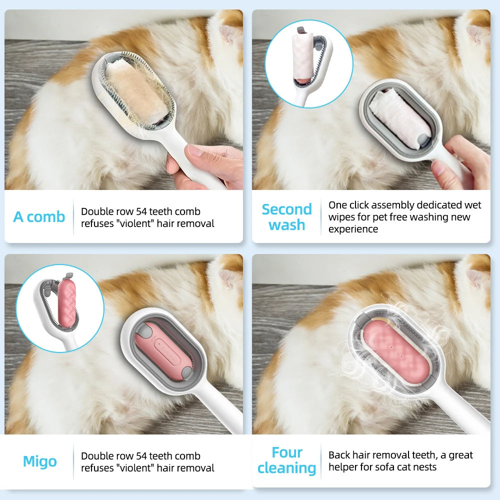 4 In-1 Cat Grooming Brush With Water Tank - Best Pet Parcel