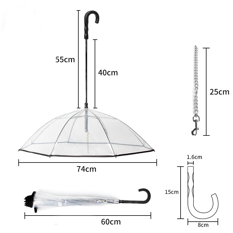 Cool Transparent Umbrella With Traction Chain - Best Pet Parcel