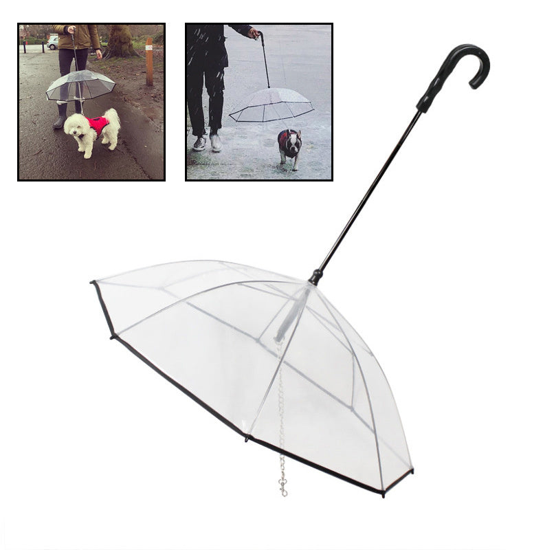 Cool Transparent Umbrella With Traction Chain - Best Pet Parcel